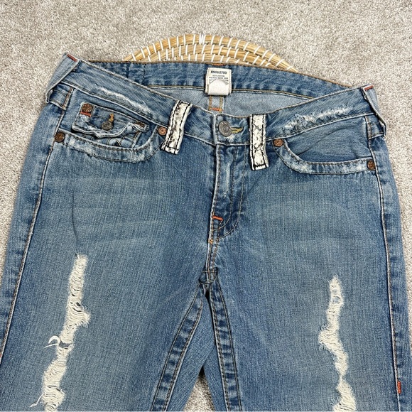 True Religion Women’s Snakeskin Flap Pockets Joey Boot Cut Jeans Low Rise 30 - Picture 4 of 15